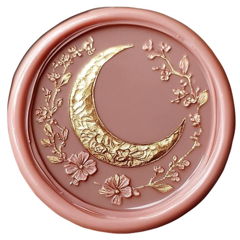 pink and gold moon wax seal